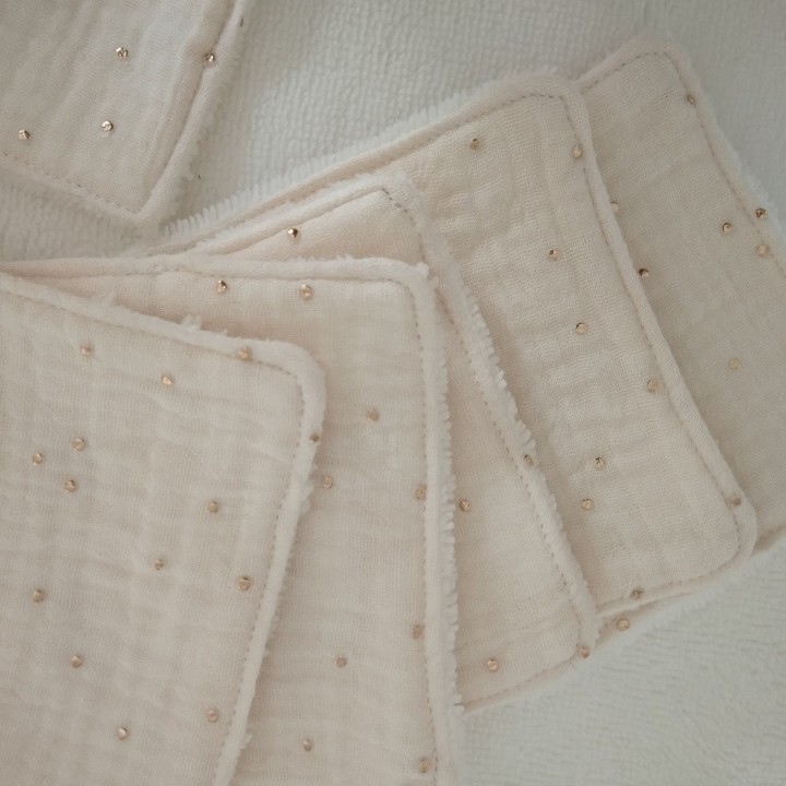 Lingettes Lavables Pois Dorés - Bambou & Coton | Socléfil