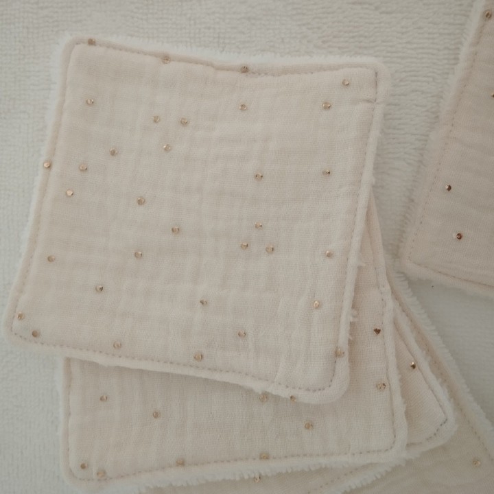 Lingettes Lavables Pois Dorés - Bambou & Coton | Socléfil